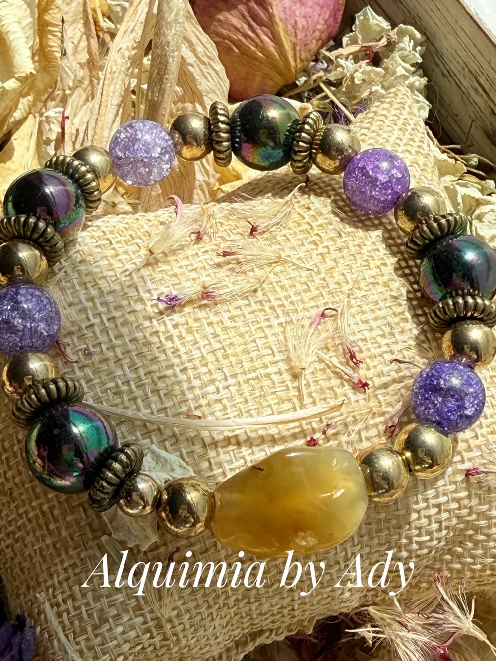 Alquimia Purple and Gold Multi-Bead Bracelet